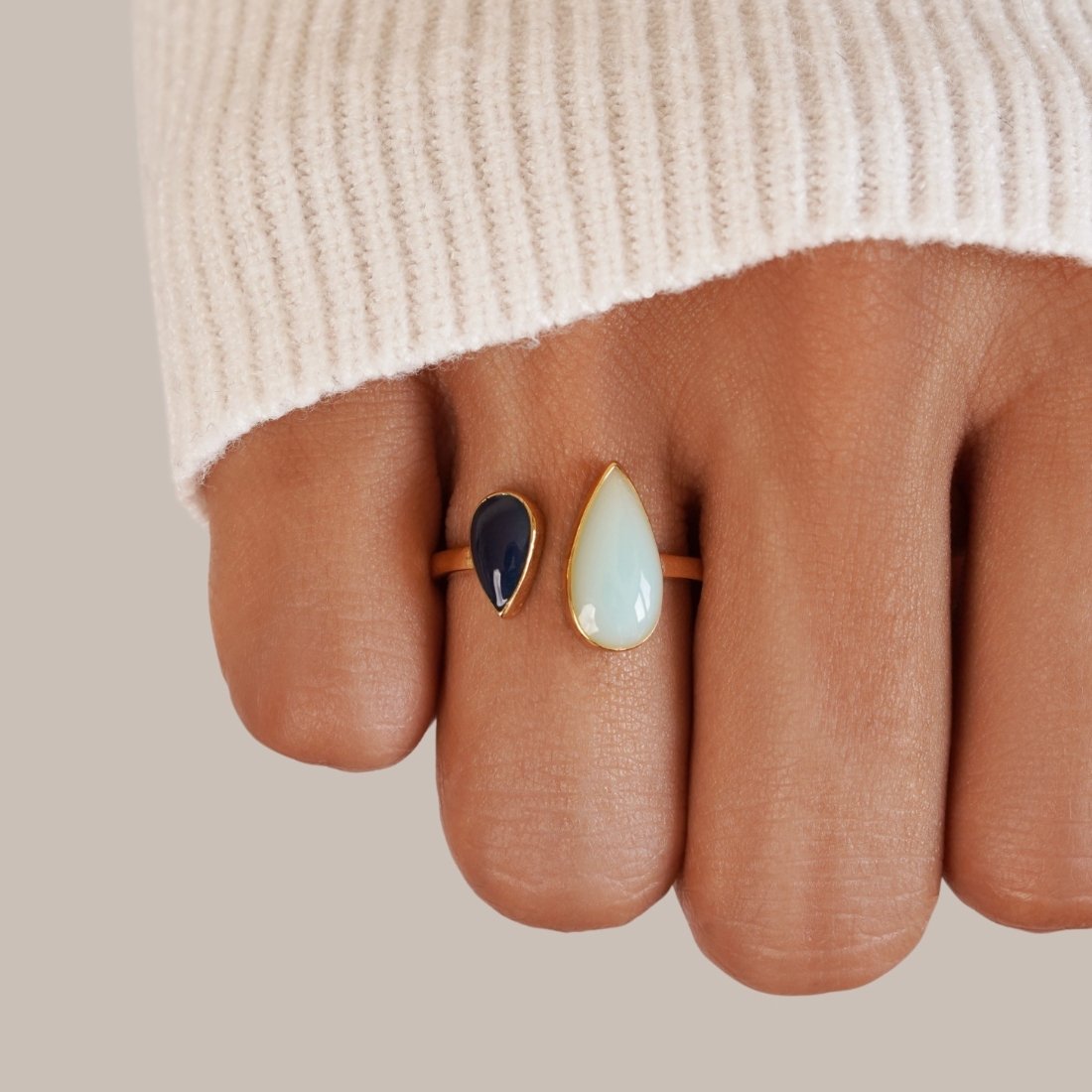 Aquamarine Teardrop Ring Secundaire afbeelding