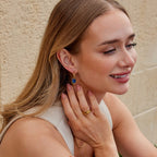 Astoria Blue Stone Ronde Oorbellen