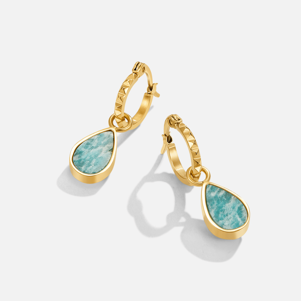 Astoria Green Stone Ronde Oorbellen