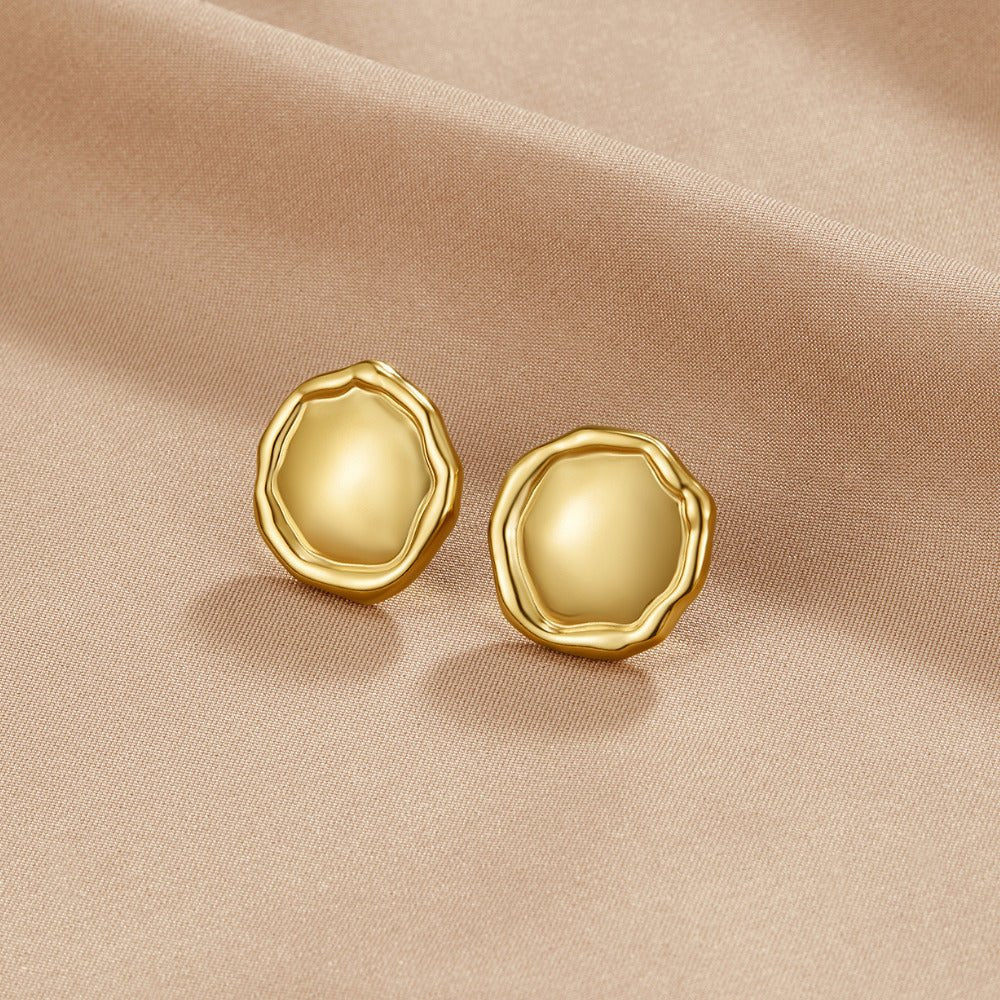 Ava Gouden Button Oorbellen