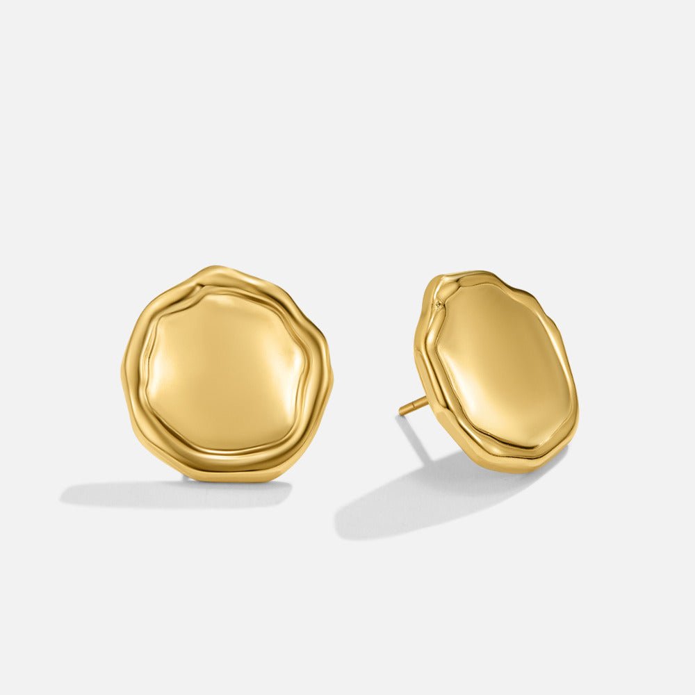 Ava Gouden Button Oorbellen