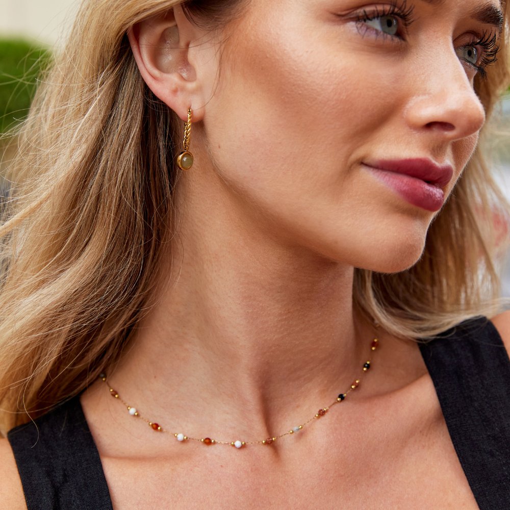 Aventurine Gevlochten Ronde Oorbellen
