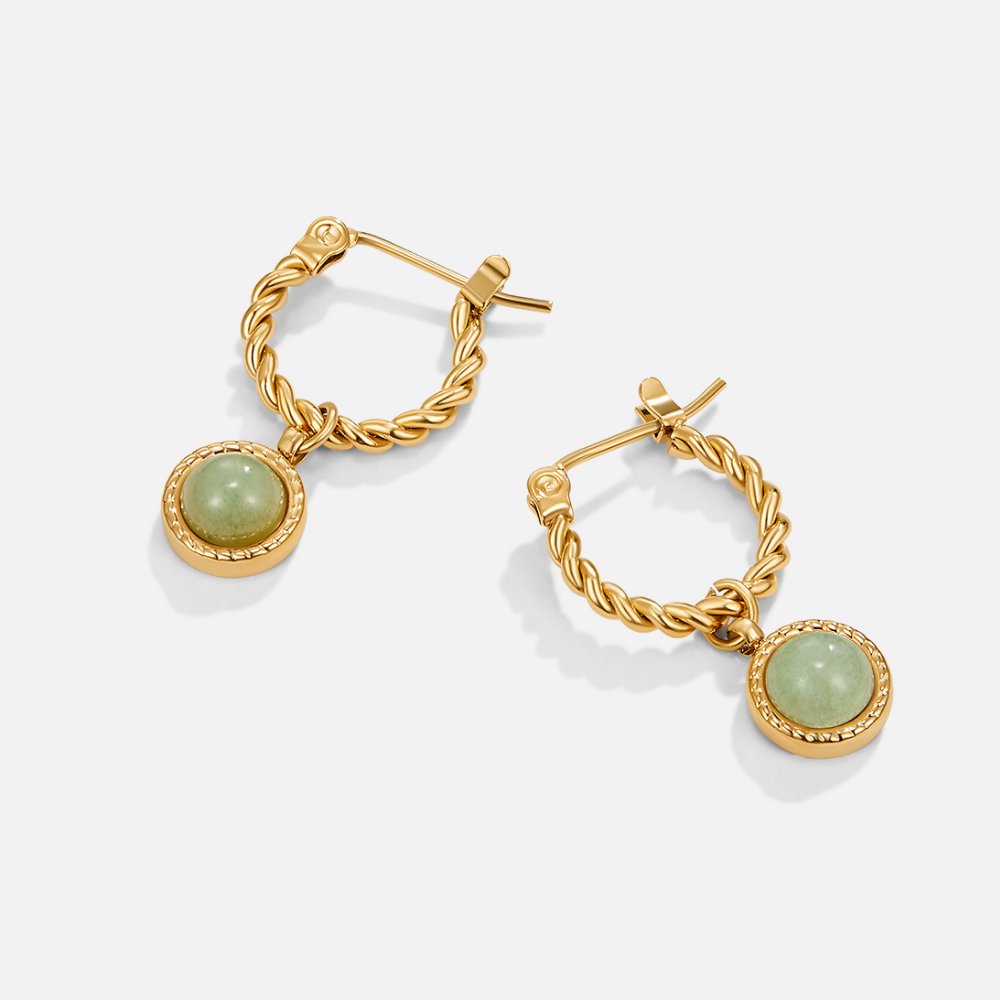 Aventurine Gevlochten Ronde Oorbellen Hoofdafbeelding