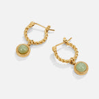Aventurine Gevlochten Ronde Oorbellen