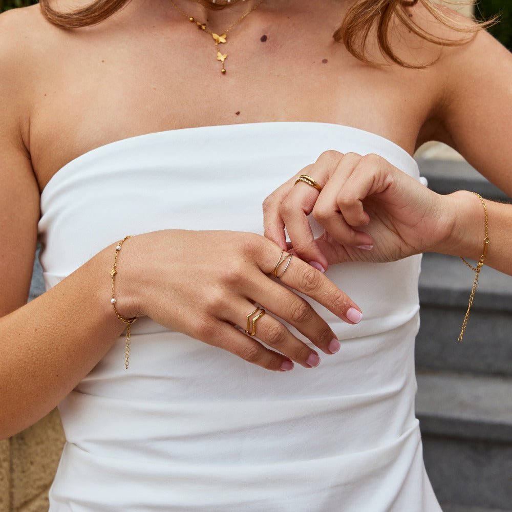 Ayla Three Toned Gelaagde Ring
