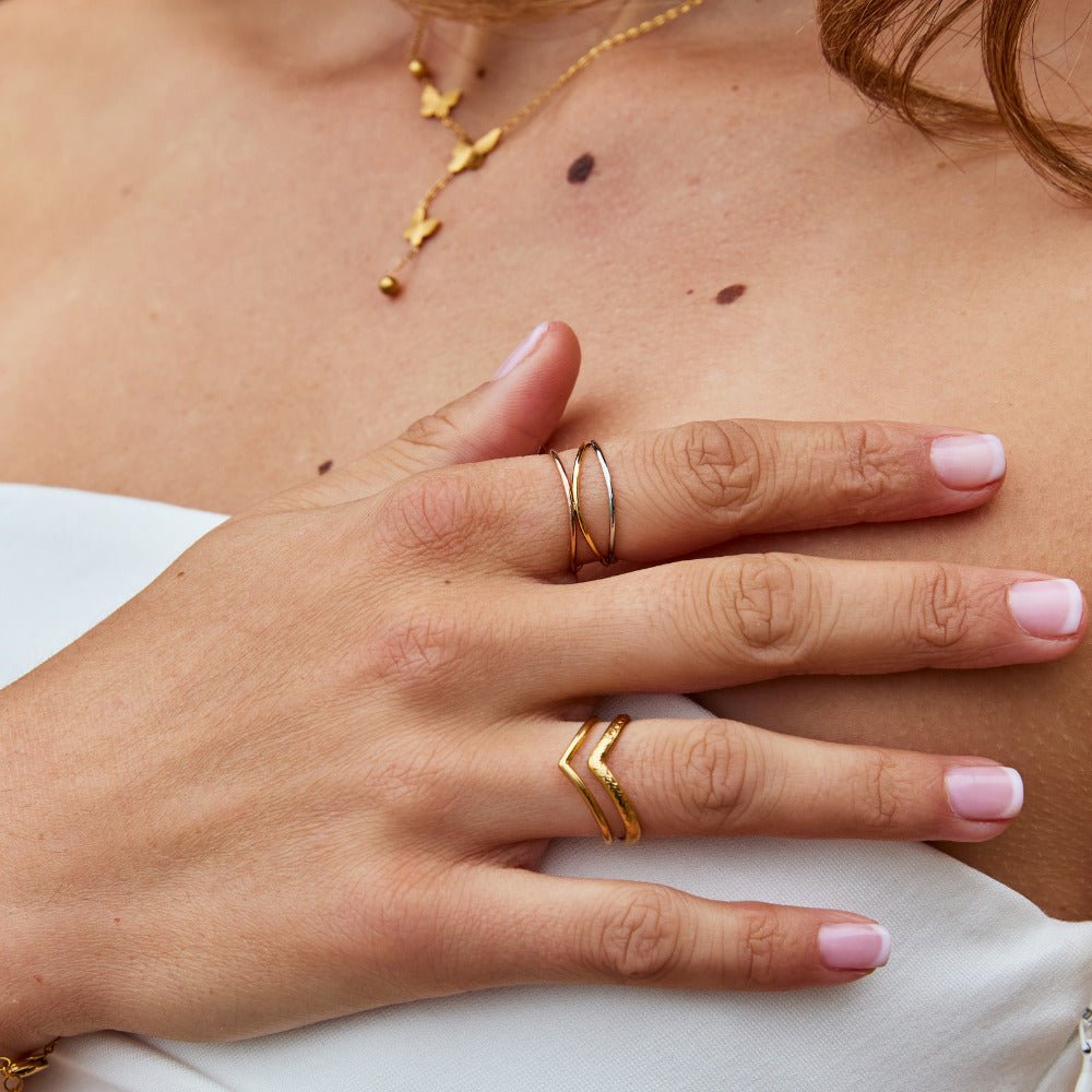 Ayla Three Toned Gelaagde Ring