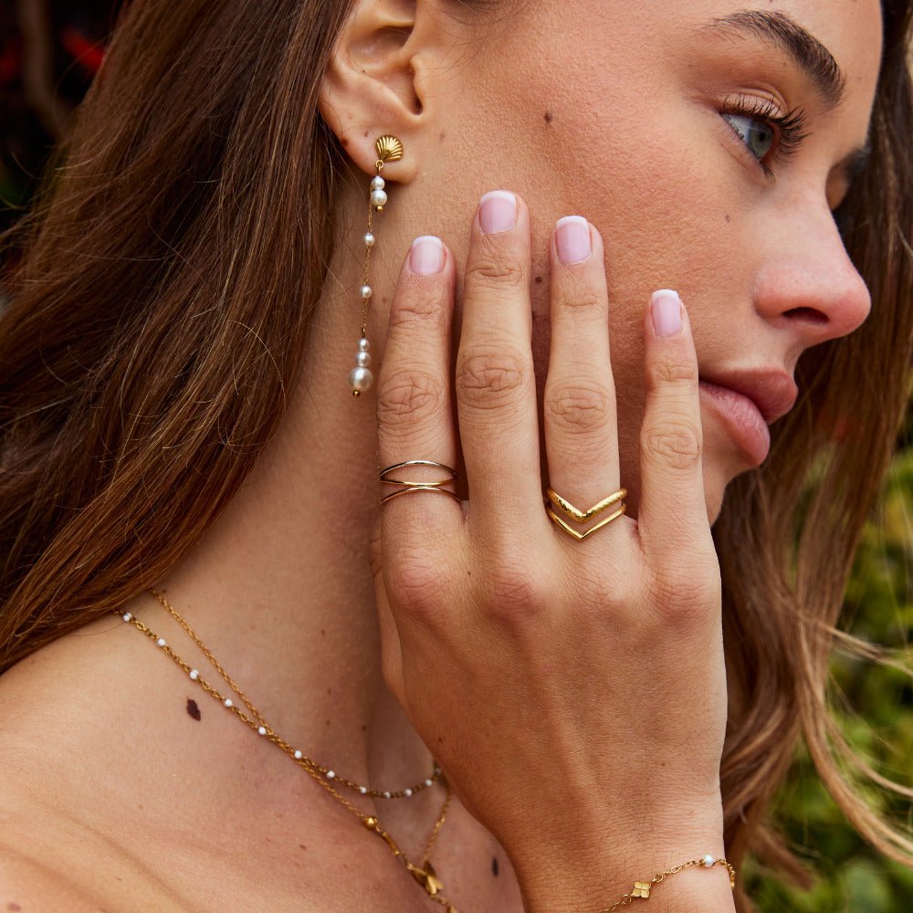 Ayla Three Toned Gelaagde Ring