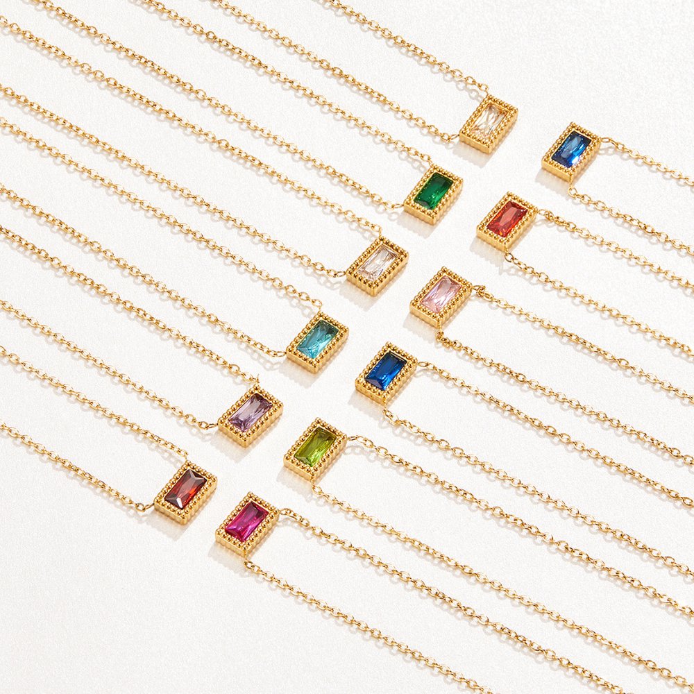 Baguette Geboortesteen Ketting Hoofdafbeelding