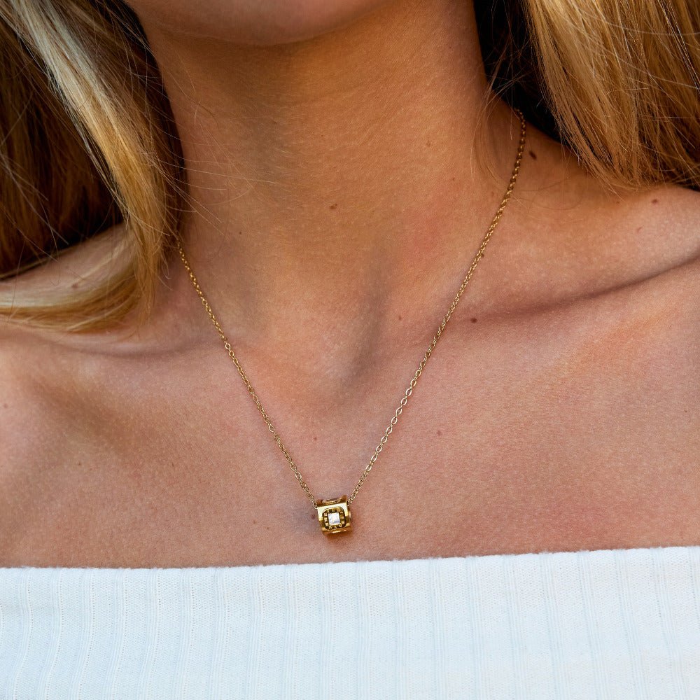 Zwarte Agaat Cube Hanger Ketting Secundaire afbeelding