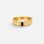 Zwarte Kristallen Ribbed Ring