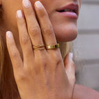 Zwarte Kristallen Ribbed Ring