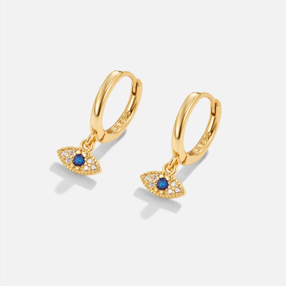 Blauwe Evil Eye Drop Oorbellen