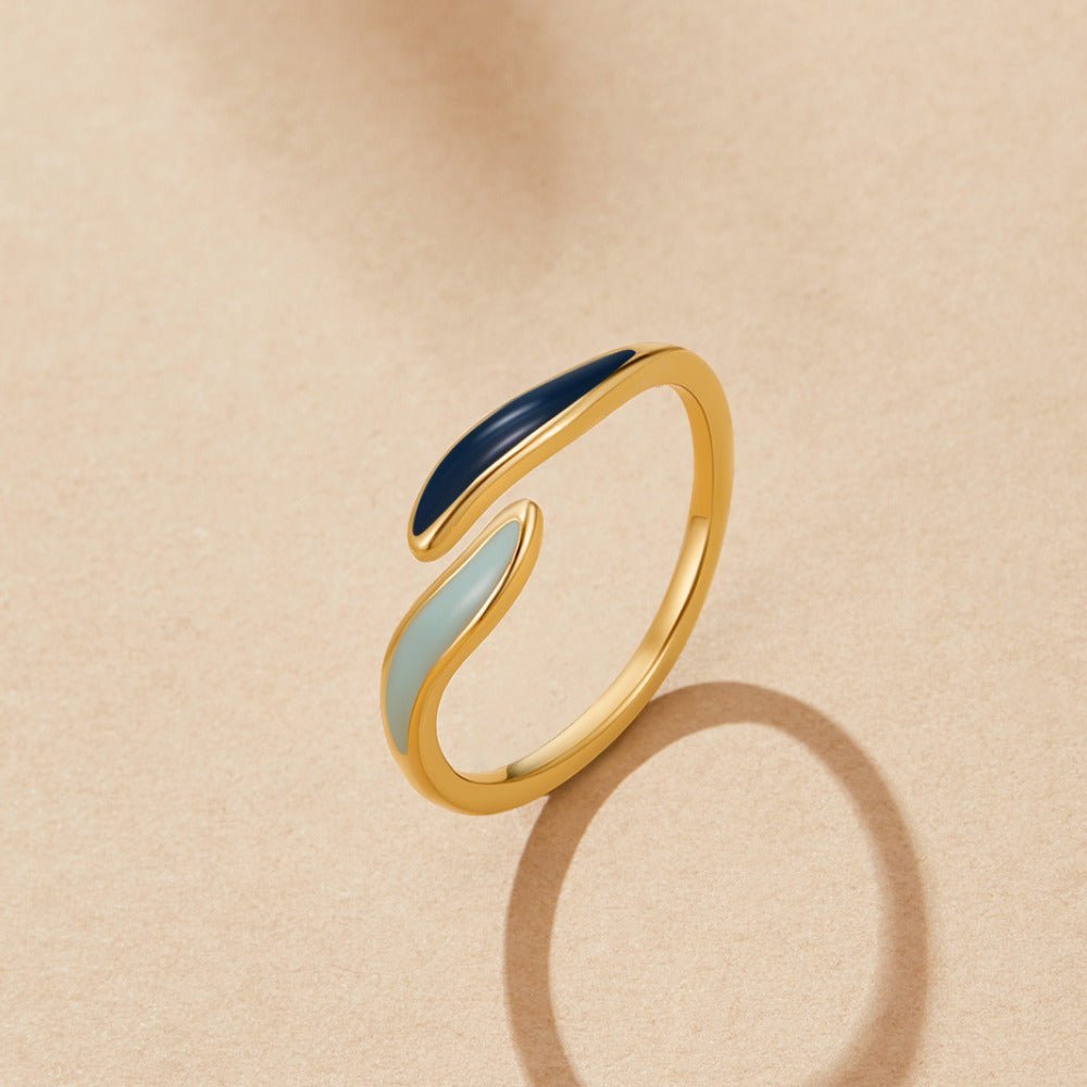Blauwe Ocean Waves Wikkel Ring