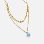 Blauwe Opaal Teardrop Gelaagde Ketting