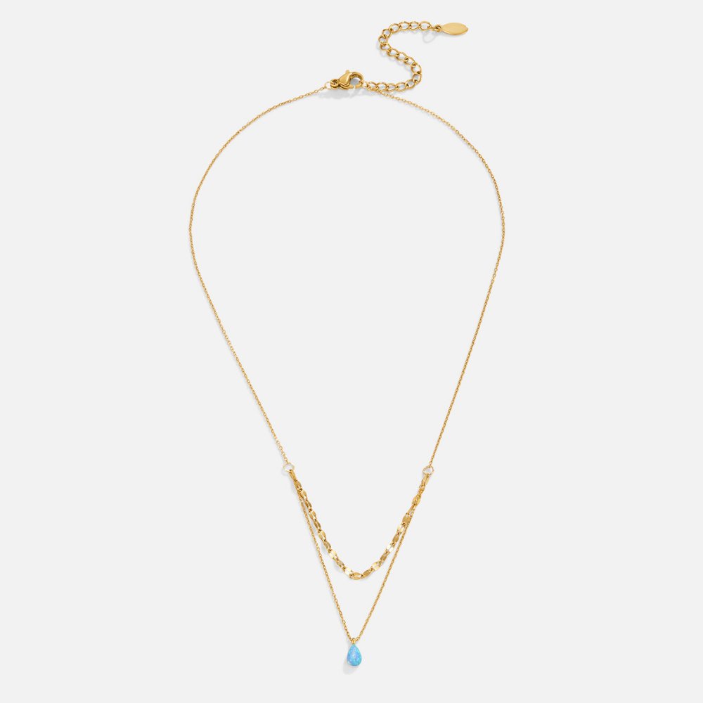 Blauwe Opaal Teardrop Gelaagde Ketting
