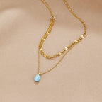 Blauwe Opaal Teardrop Gelaagde Ketting