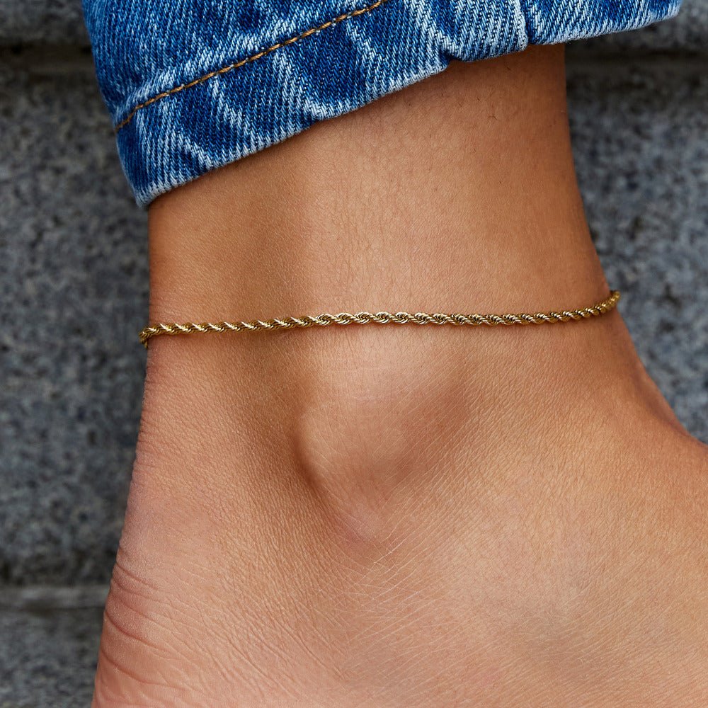 Calla Gouden Gevlochten Ketting Enkelband
