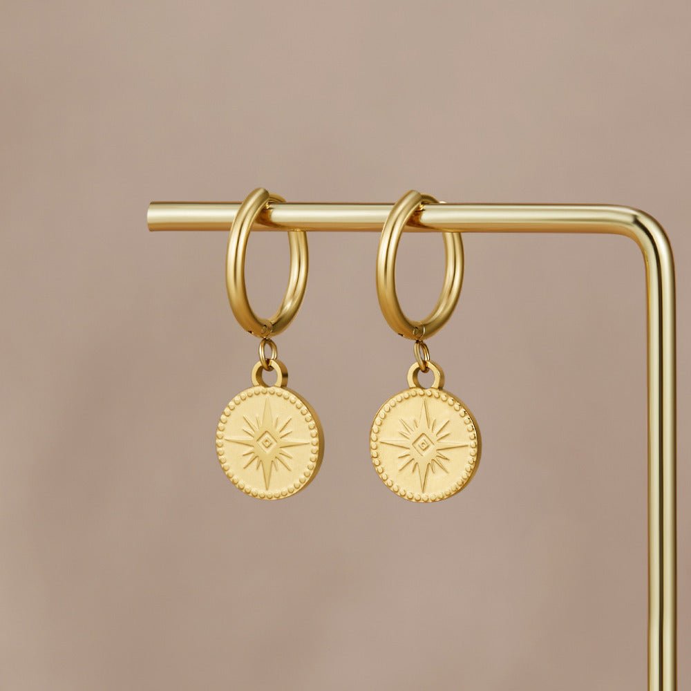 Celestial Gouden Coin Oorbellen