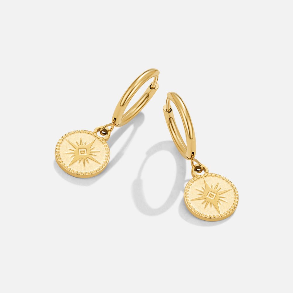 Celestial Gouden Coin Oorbellen