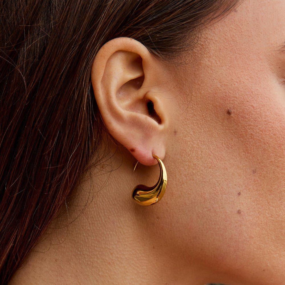Chunky Gouden Teardrop Oorbellen Secundaire afbeelding