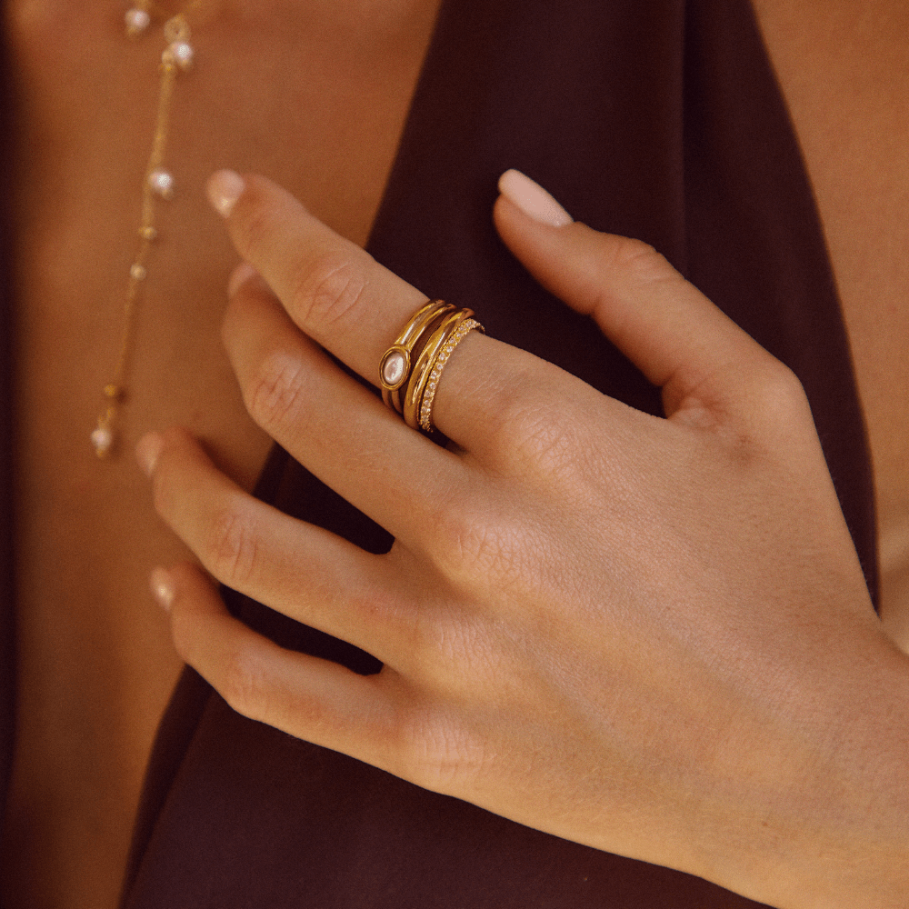 Chunky Parel 18K Gouden Ring