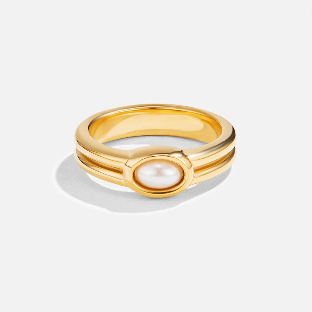 Chunky Parel 18K Gouden Ring Hoofdafbeelding