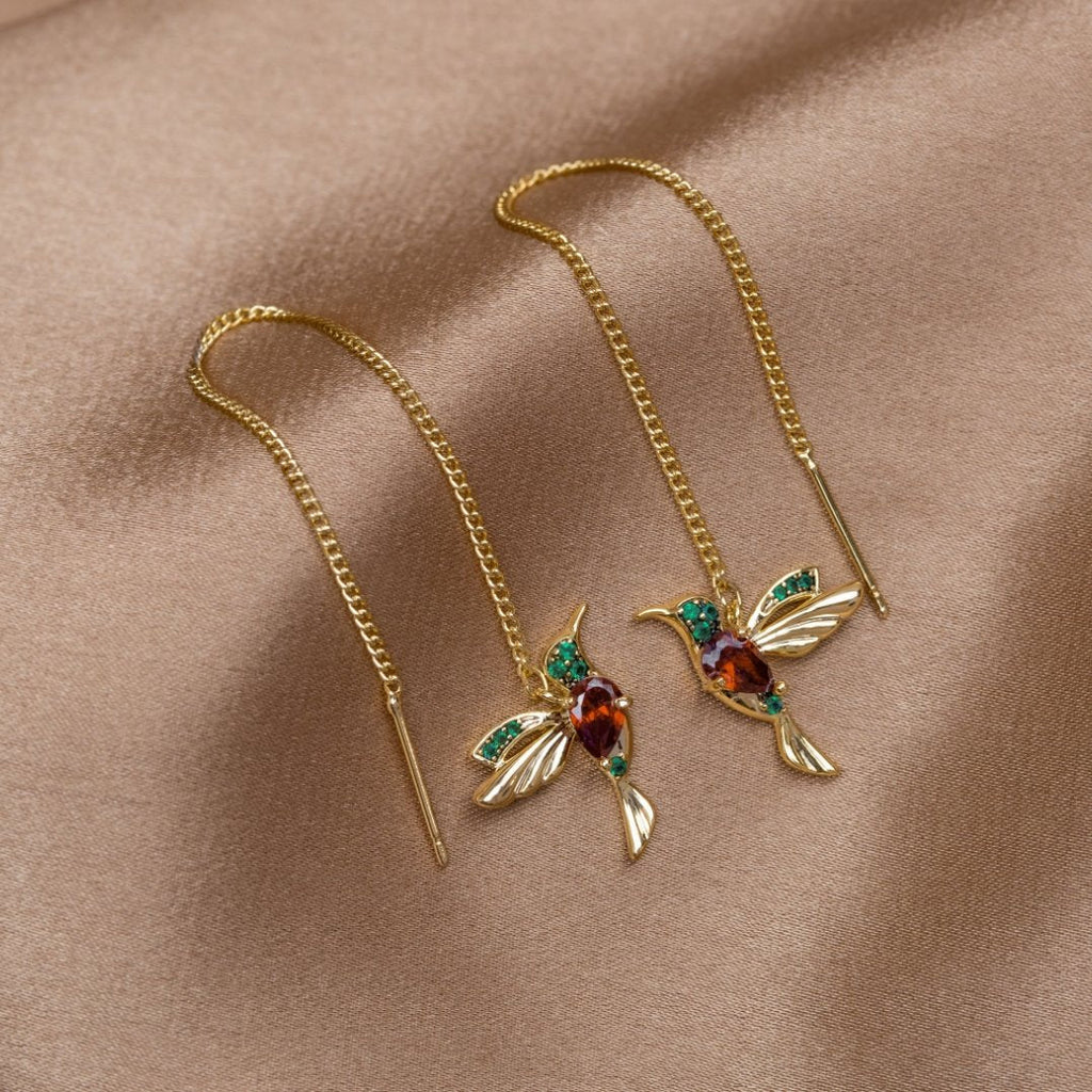 Kristallen Hummingbird Tassel Oorbellen