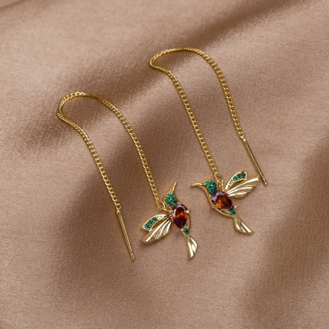Kristallen Hummingbird Tassel Oorbellen