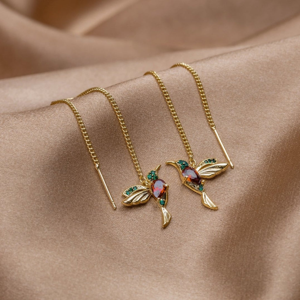 Kristallen Hummingbird Tassel Oorbellen