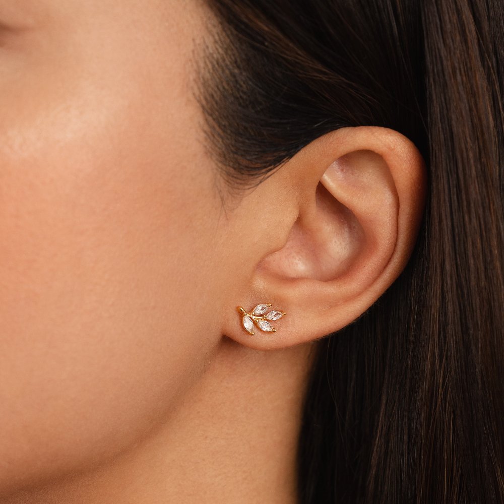 Kristallen Leaf Knopjes Oorbellen Secundaire afbeelding