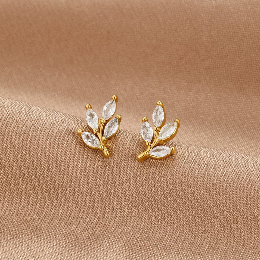 Kristallen Leaf Knopjes Oorbellen