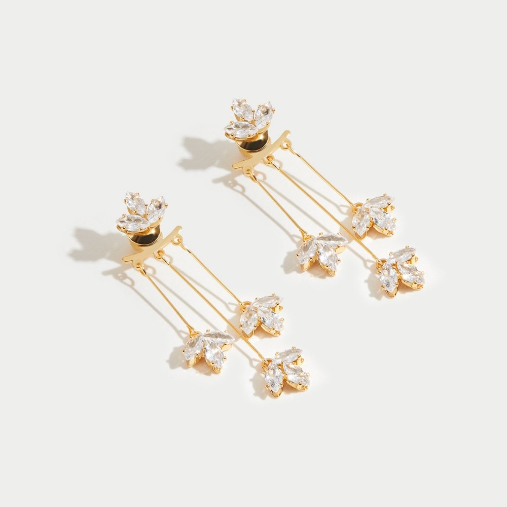 Gouden Kristallen Lotus Waterfall Oorbellen