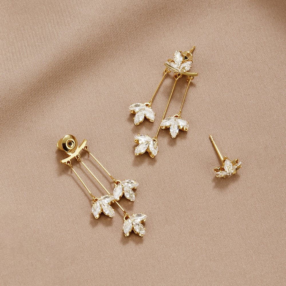 Gouden Kristallen Lotus Waterfall Oorbellen