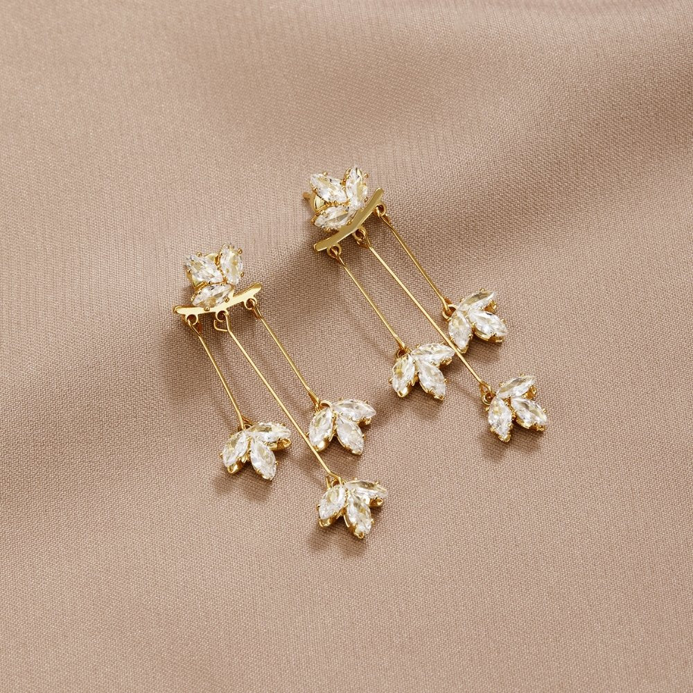Gouden Kristallen Lotus Waterfall Oorbellen