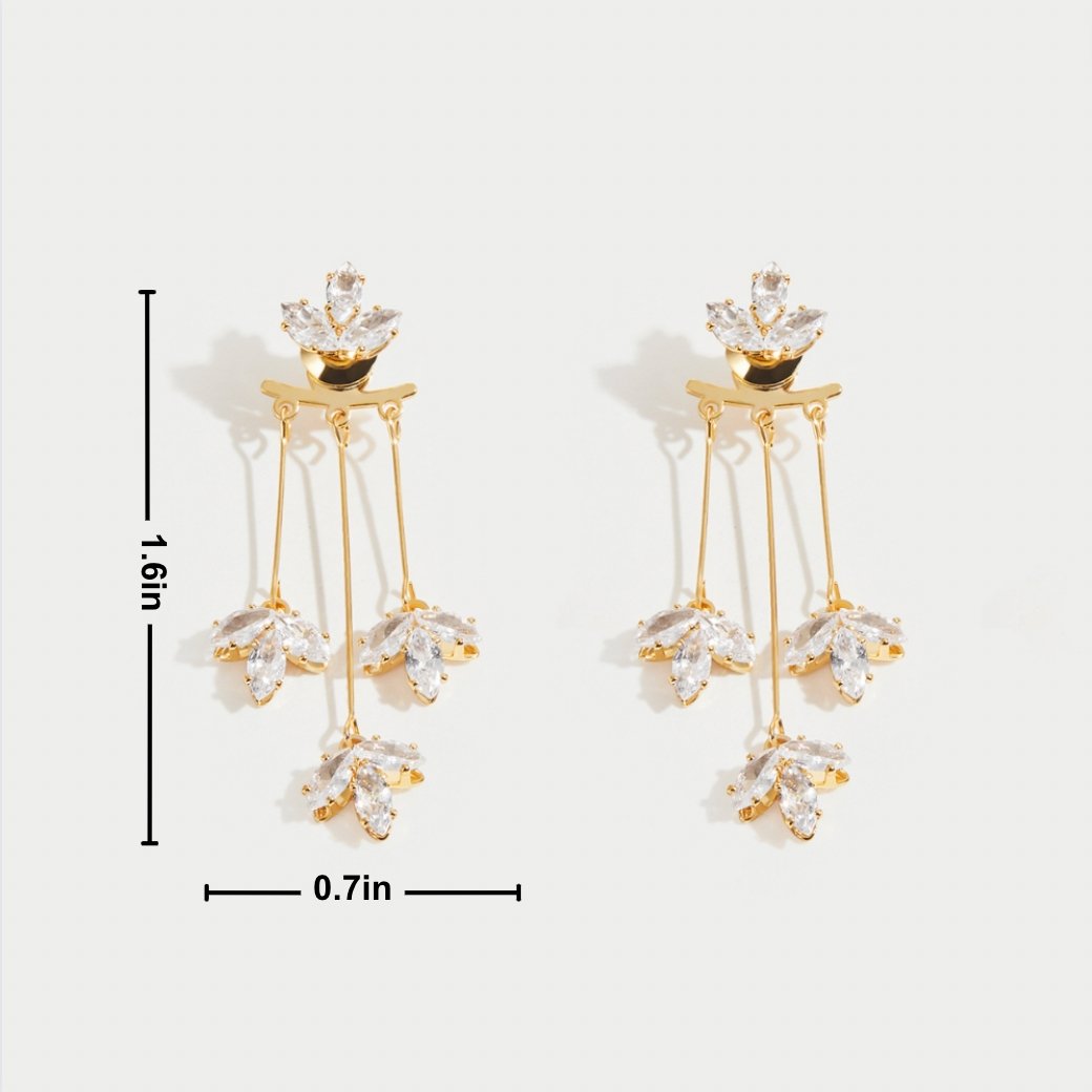 Gouden Kristallen Lotus Waterfall Oorbellen