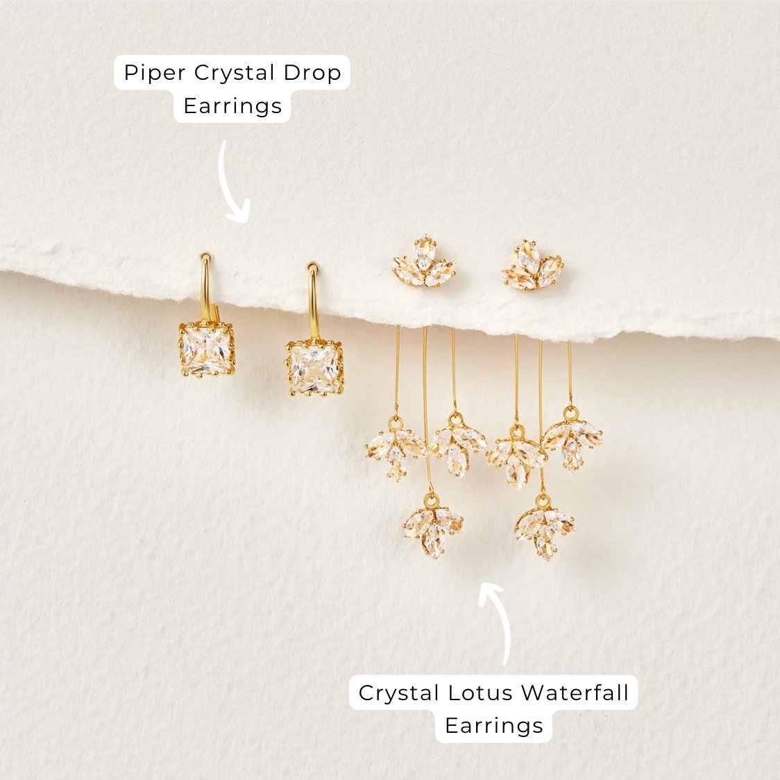 Gouden Kristallen Lotus Waterfall Oorbellen
