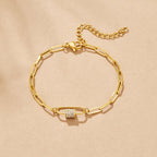 Gouden Kristallen Paperclip Charm Armband