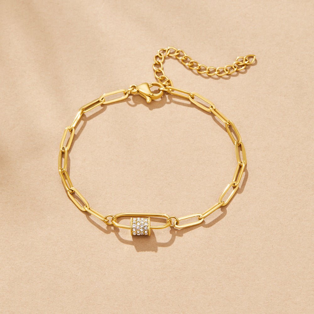 Gouden Kristallen Paperclip Charm Armband