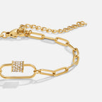 Gouden Kristallen Paperclip Charm Armband