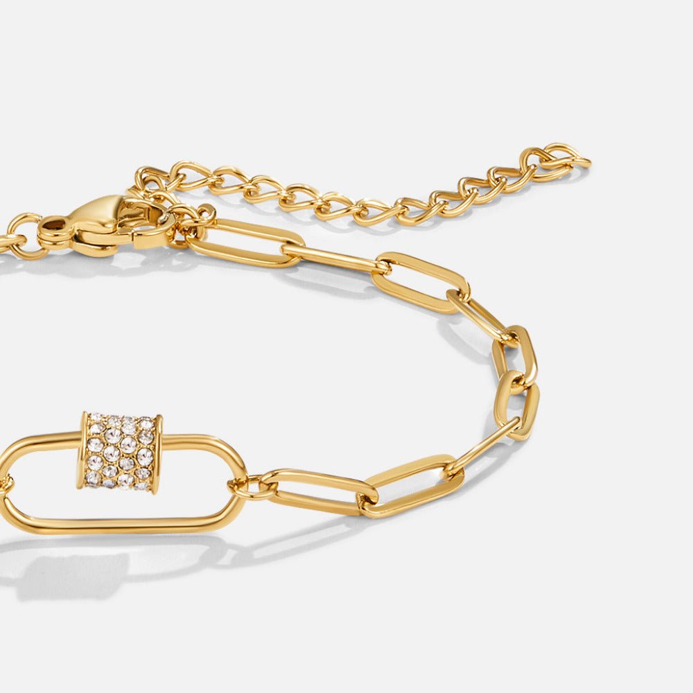 Gouden Kristallen Paperclip Charm Armband