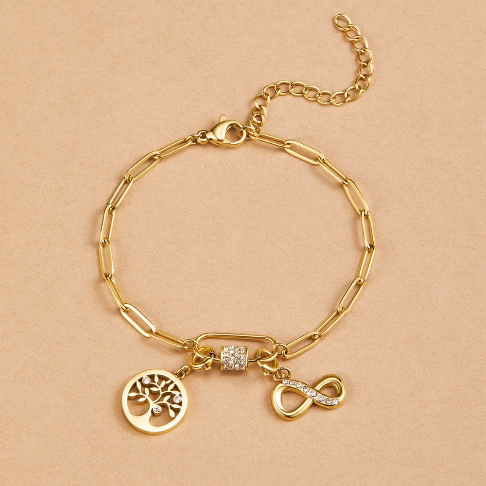 Gouden Kristallen Paperclip Charm Armband