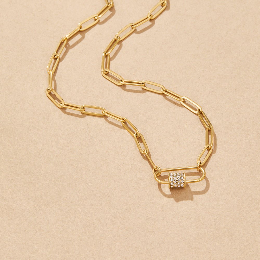 Gouden Kristallen Paperclip Charm Ketting Hoofdafbeelding