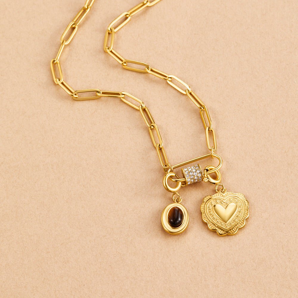 Gouden Kristallen Paperclip Charm Ketting