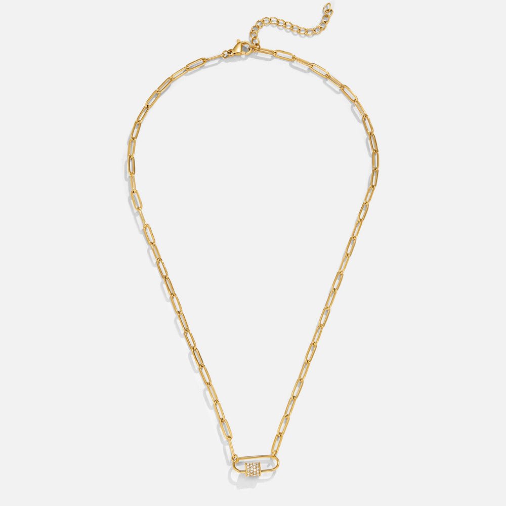 Gouden Kristallen Paperclip Charm Ketting