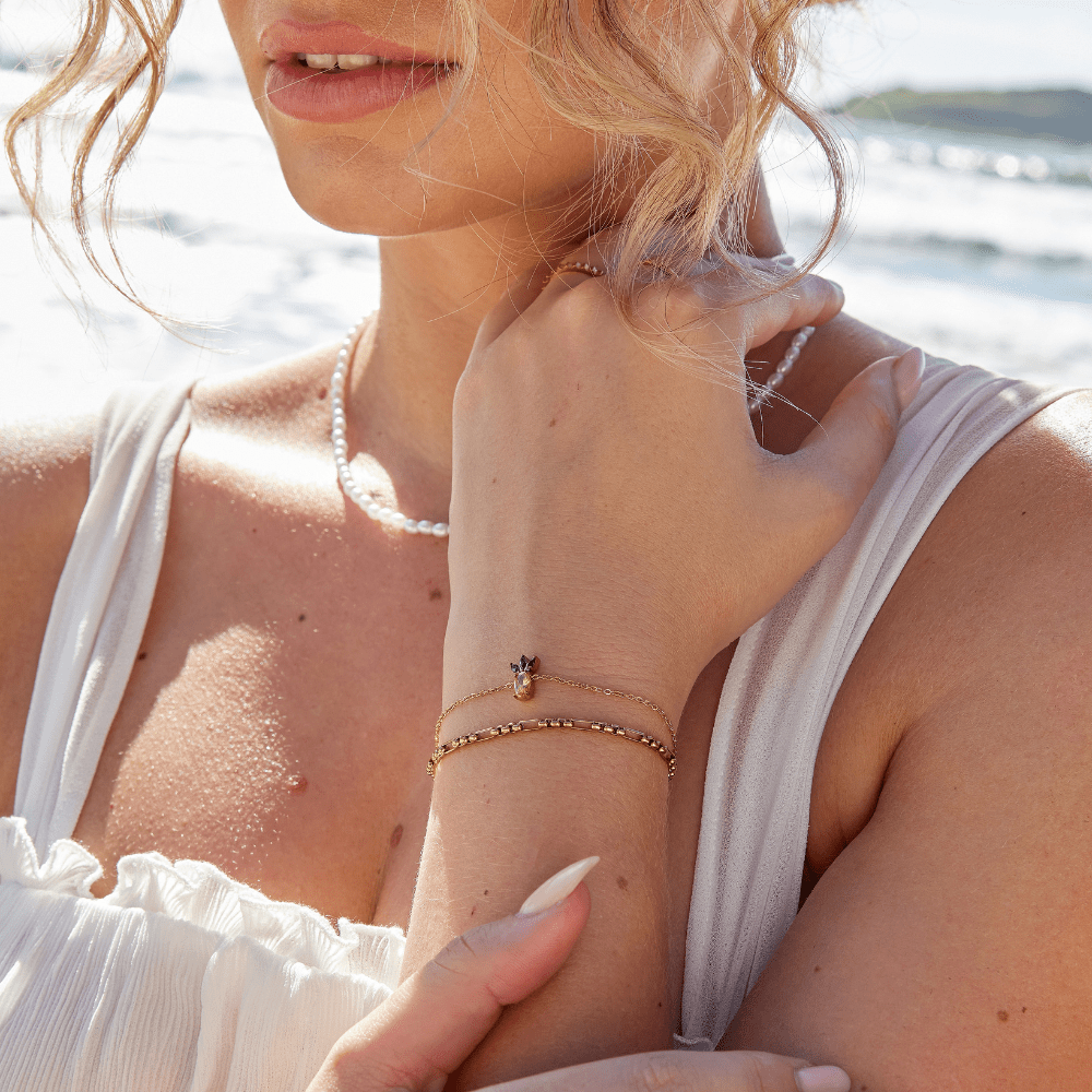 Gouden Kristallen Pineapple Armband Secundaire afbeelding