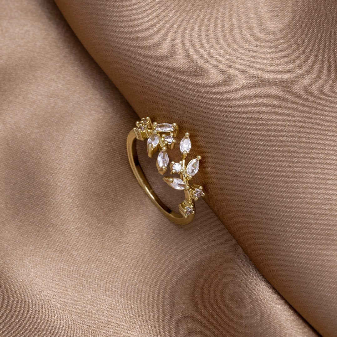 18K Gouden Kristallen Vine Ring