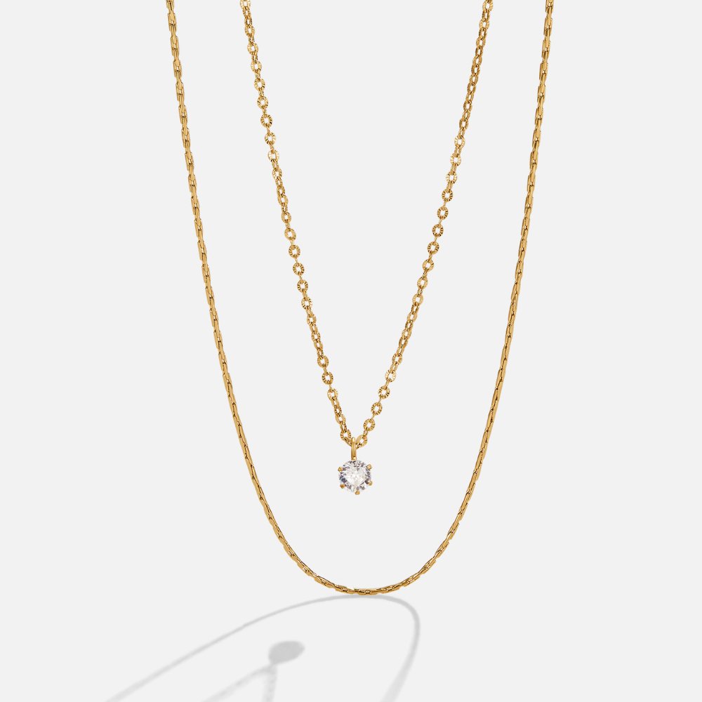 Dina Kristallen & Gouden Gelaagde Ketting Hoofdafbeelding