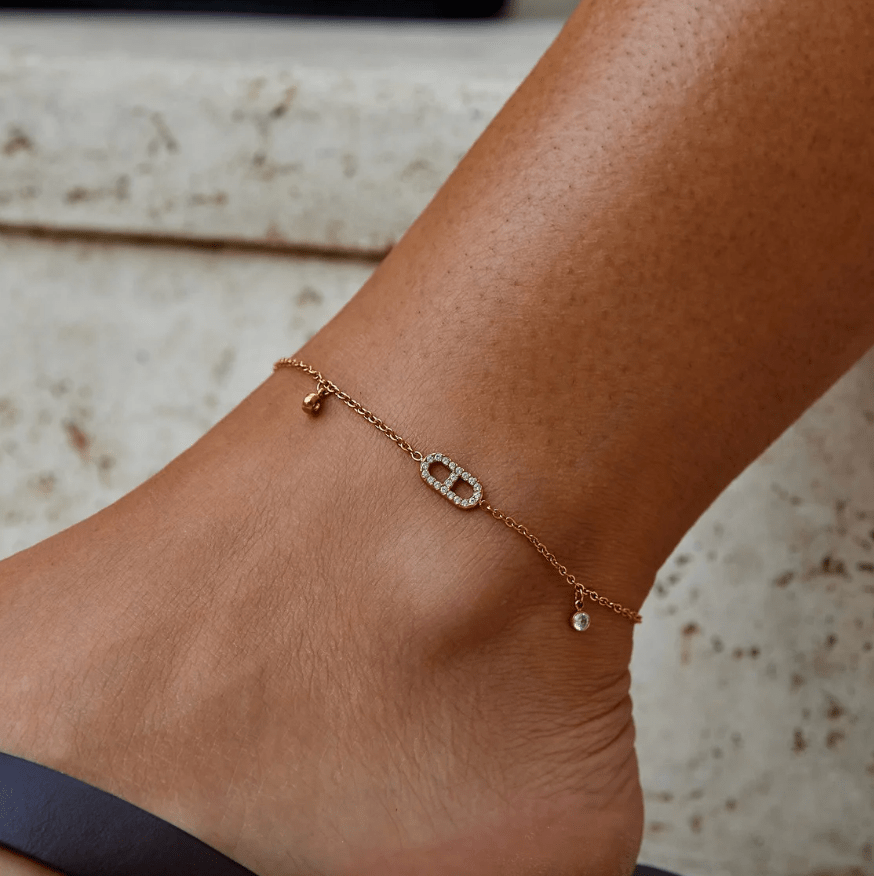 Eliza Gouden Kristallen Anklet Hoofdafbeelding