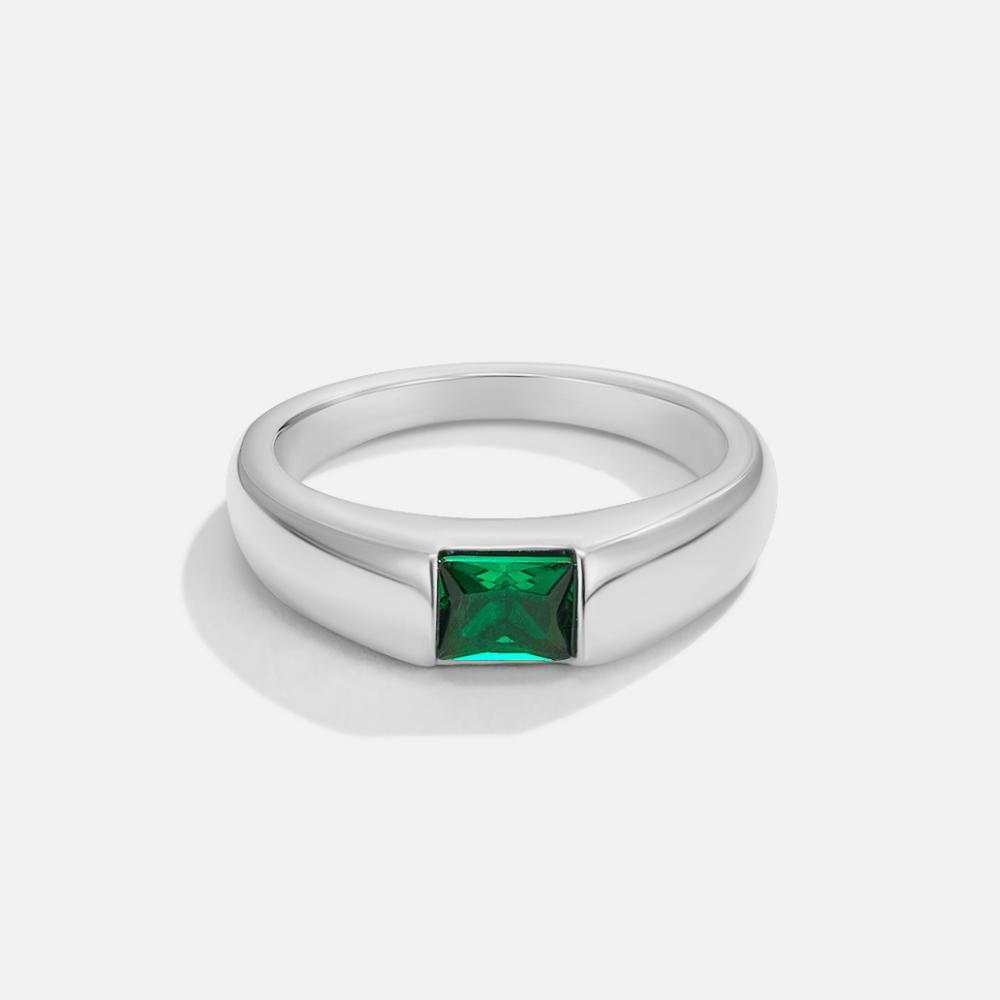Ember Zilveren & Emerald Ring Hoofdafbeelding