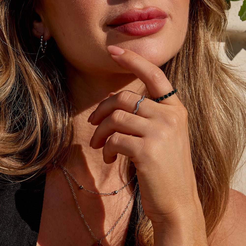 Emerald Beauty Zilveren Kristallen Ring